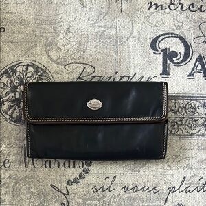 The trend Black Leather Wallet - Foldover Clutch